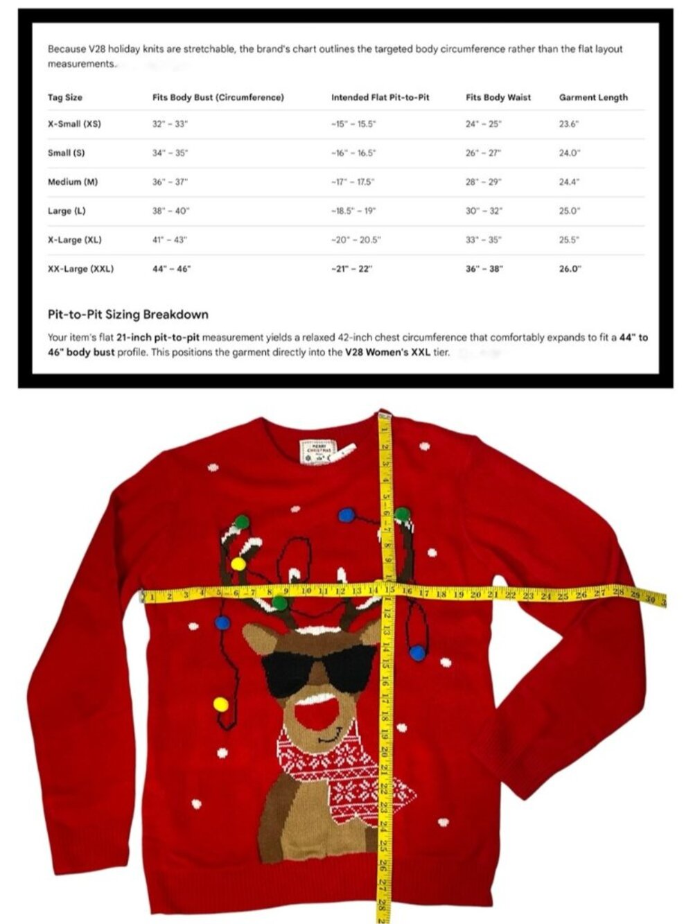 Ugly Christmas Sweater Crew Neck Rudolph Reindeer Red NEW Women Plus XXL - Picture 3 of 16